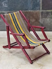 old wooden folding lounge chair for your favorite medium sized doll