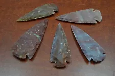 5 PCS ASSORT AGATE STONE SPEARHEAD ARROWHEAD POINT MEDIEVAL 3" - 3 1/2" #T-1372