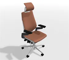 Steelcase Gesture Headrest Chair Platinum Light/Light Saddle Elmosoft Leather