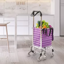 Foldable Shopping Cart Grocery Trolley Laundry Stair Climbing Handcart w/8 Wheel