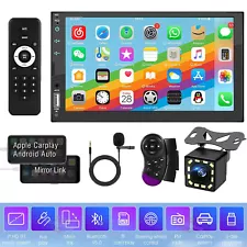 7" Car Radio Apple/Andriod Carplay Car Stereo Touch Screen Double Din+Camera US