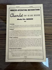 SUPER RARE 1941 CHEVROLET DE LUXE CAR RECEIVER SHEETS