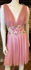 Ema Savahl Couture Handpainted 3D Design Pink Fairytale Dress NWT Size Small