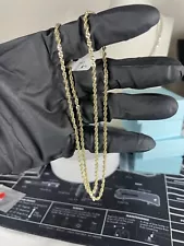 Real 10k Yellow Gold Rope Chain 24 Inch Necklace Diamond Cut 10kt 2.5mm On Sale