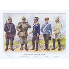 WW1 Ranks and Uniforms of the German Army - Antique Print 1918