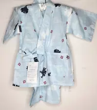 Japanese traditional clothing Jinbei for kids blue with dark blue accents 7-8 yo