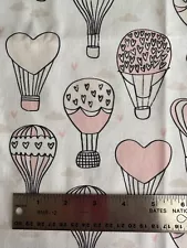 FABRIC HOT AIR BALLOON, hearts, Spoonflower, in stock 20x42 in cut, cotton