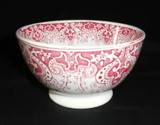 Red Transferware Footed Cafe au Lait Small Bowl Aziyade BFK