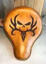 CUSTOM BOBBER CHOPPER FIT FOR HARLEY SPORTSTER SEAT DEER SKULL ENGRAVED TOOLED