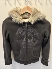 Aeropostale Zip Up Hoodie Fleece Sweatshirt Women's Sz XS Logo Charcoal Gray