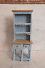 1.12th Scale Dolls House Furniture Blue Small Dresser/hutch, With Lace & Drawers