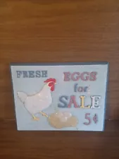 Vintage Ceramic "Fresh Eggs for Sale 5cents " 10.5 X 8 " Chickens