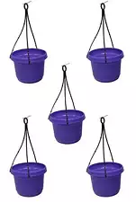 12 inch Purple Hanging Flower Pots with Hangers - (pack of 5)