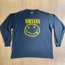 Vintage 1990s Nirvana Smiley Long Sleeve T Shirt XL (RARE) | Kurt Cobain