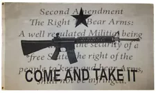 AR-15 Rifle Flag Come And Take It 2nd Amendment American 3'x5' White Banner 100D