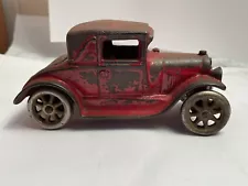 1930’S ARCADE CAST IRON FORD COUPE WITH RUMBLE SEAT RED CAR