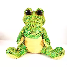 Kellytoy LARGE 2018 Green Yellow 14" Alligator Plush Shiny Stuff Animal Crocodil