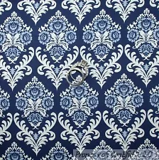 BonEful Fabric FQ Cotton Quilt Blue Navy Light White Toile Rose Flower Damask UK