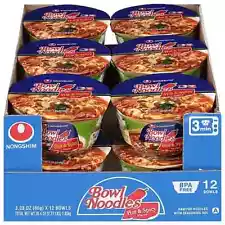 12 Pack x Nongshim Hot & Spicy Bowl Noodle Soup 3.03g