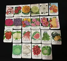 Vintage Seed Packets. Full Color Lithograph Of Flowers And Vegetables. SHMIDT