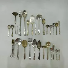 Assorted Vintage Silver Plate Flatware Serving Pieces Forks Spoons Knives Tongs