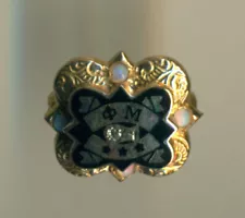 Phi Mu Sorority Frat gold opal vintage Bucknell pin badge + Bonus 50 yr pin!