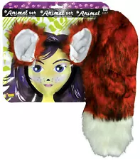 Red & White Fox Ears & Tail Animal Set With Black Headband Forum Novelties