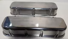 DAMAGED 1965-95 CHEVY BIG BLOCK TALL POLISHED ALUMINUM VALVE COVERS HOLELESS