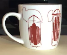 Now Designs 12oz White Red Mug w/ Wooden Sled Types/Snow Sledding Flexible Flyer