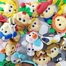 Polymer Clay Charms Beads Mini Animals People Kids Crafting Lot of 31 Pieces 1"