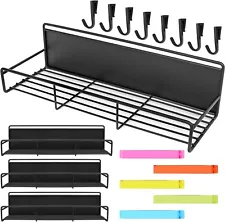 X-Strong Magnetic Shelf -4 Pack (2 Lg, 2 Med)-Black Stainless w/hooks &Bag Clips