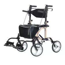 ELENKER 2 in 1 Rollator Walker Folding Wheelchair 10” Wheels Seniors