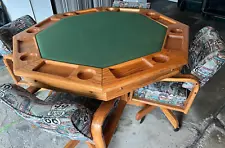 54 inch 3/1 Bumper Pool / Poker Game Table Set & Route 66 Chairs w/balls & cues