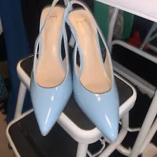 Light Blue Heels With Sling Back