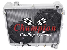 2 Row Kool Champion Radiator W/ 2 10" Fans for 1983 84 1985 Mazda RX-7 R2 Engine