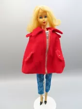 Vintage Maddie Mod Red Zippered Cloak / Cape / Poncho for Barbie pants no DOLL