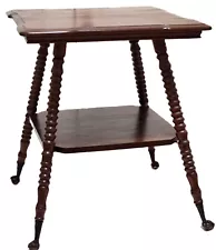 Parlor TABLE, QuarterSawn Tiger Oak, Cast Iron & Glass Ball Feet, 24"sq