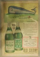 Old Colony Ad: Ginger Ale & Lime Mix ! from 1937 11 x 15 inches