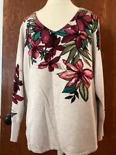 CHICOS 3 (XL) Beautiful Floral Sweater