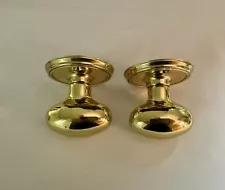 Heavy, Solid Brass Pair, Door Knobs - Classic Goose Egg / Oval Shape