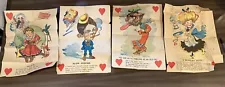 4 Victorian Era Vinegar Valentine Penny Dreadful Prints- Poor Condition