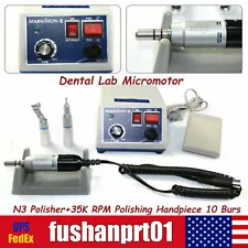 Dental Lab Micromotor Marathon Polisher Machine+35K RPM Handpiece+10x Drill Burs