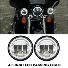 Chrome 4.5" Inch LED Passing Lamp Fog Light Spot Angle Eyes for Harley Davidson