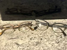 Gold Black Vintage Cat Eye Eyeglasses Metal Frames With Rhinestone Floral 5 3/4