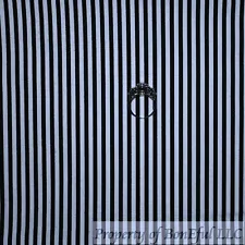 BonEful Fabric Cotton Quilt B&W Black White Small Little Stripe Calico NEW SCRAP