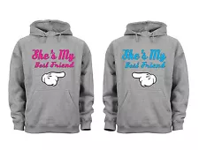 Couples Matching Hoodies She's my best friend Matching Couple Grey Unisex S-6X