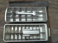 2 Vintage MCM Aluminum Freezer Ice Cube Tray GE & Quickube Quick Release