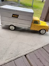 1960.s Nylint Ford Hertz Box Truck Pressed Steel Orginal Condition Yellow n Silv