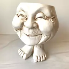 Resin Planter Pot Funny Face Wrinkly Squinting Eyes Wink Succulents Decoration