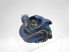 WINDSTONE EDITIONS coiled DRAGON blue morho Sculpture Figurine